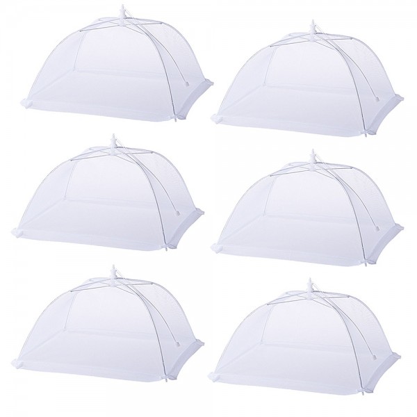Higift (6 Pack) Large and Tall 17x17x11 Pop-Up Mesh Net Food Covers Tent Umbrella for Outdoors, Screen Fly Food Tents Protectors For Bugs, Parties Picnics, BBQs, Reusable and Collapsible
