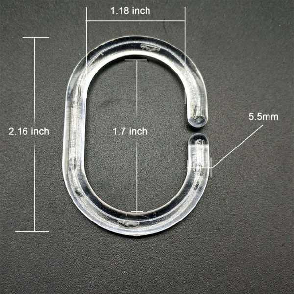 HiGift 36 Pack Transparent Shower Curtain Rings Curtain C Rings Hook Hanger Bath Drape Loop Clip Glide