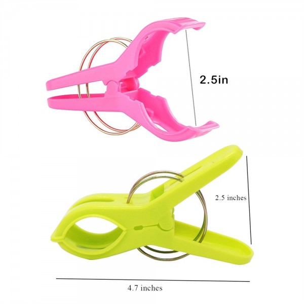 8 Pack Beach Towel Clips Chair Clips Pool Chairs in Fun Bright Colors,Plastic Quilt Clips Windproof Clothes Hanging Peg - Keep the Towels from Blowing Away,Jumbo Size