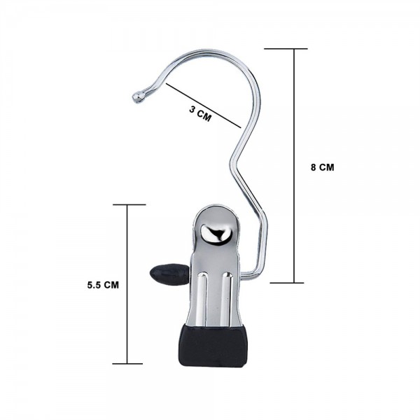 Higift (Set of 12) Portable Laundry Hook Boot Hanger Clips, Hanging Clothes Pins Stainless steel Travel Home clothing Boot Hanger Closet Hold Clips